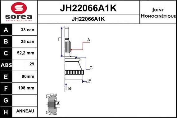 SNRA JH22066A1K - Шарнірний комплект, ШРУС, приводний вал avtolavka.club