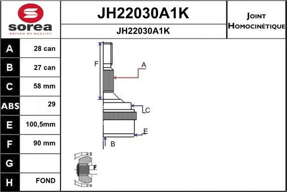 SNRA JH22030A1K - Шарнірний комплект, ШРУС, приводний вал avtolavka.club