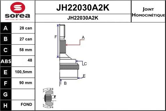 SNRA JH22030A2K - Шарнірний комплект, ШРУС, приводний вал avtolavka.club