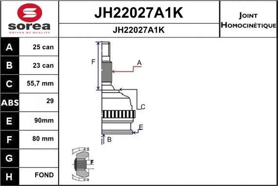 SNRA JH22027A1K - Шарнірний комплект, ШРУС, приводний вал avtolavka.club