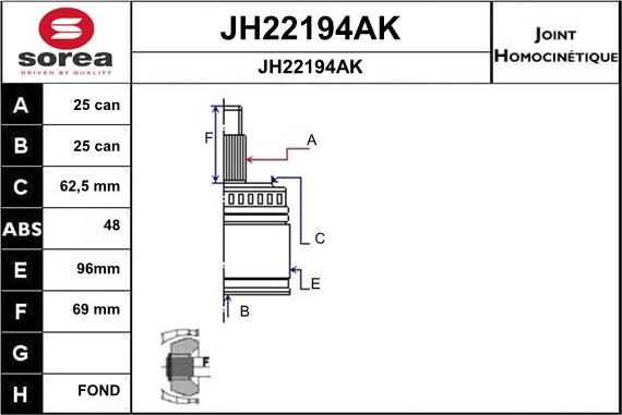 SNRA JH22194AK - Шарнірний комплект, ШРУС, приводний вал avtolavka.club