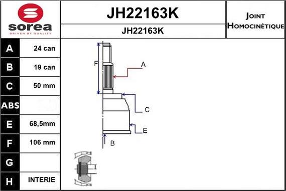 SNRA JH22163K - Шарнірний комплект, ШРУС, приводний вал avtolavka.club