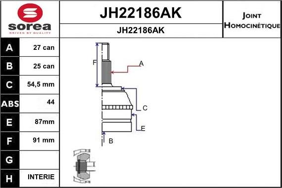 SNRA JH22186AK - Шарнірний комплект, ШРУС, приводний вал avtolavka.club
