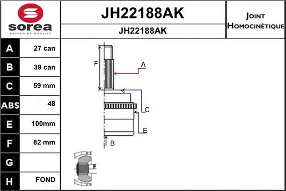 SNRA JH22188AK - Шарнірний комплект, ШРУС, приводний вал avtolavka.club