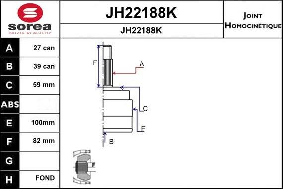 SNRA JH22188K - Шарнірний комплект, ШРУС, приводний вал avtolavka.club