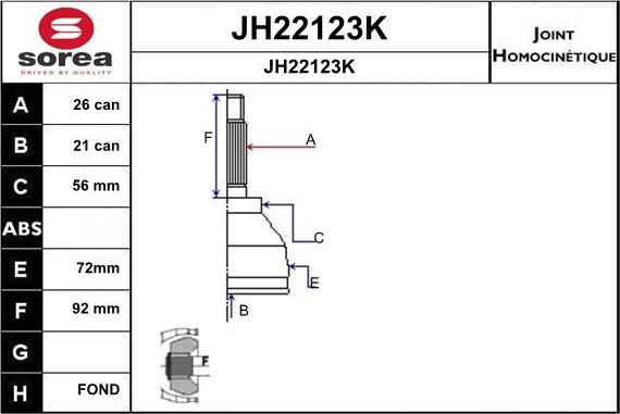 SNRA JH22123K - Шарнірний комплект, ШРУС, приводний вал avtolavka.club