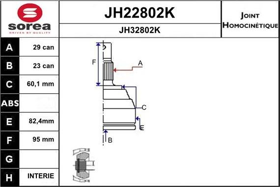 SNRA JH22802K - Шарнірний комплект, ШРУС, приводний вал avtolavka.club
