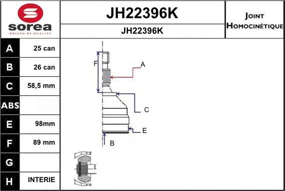 SNRA JH22396K - Шарнірний комплект, ШРУС, приводний вал avtolavka.club