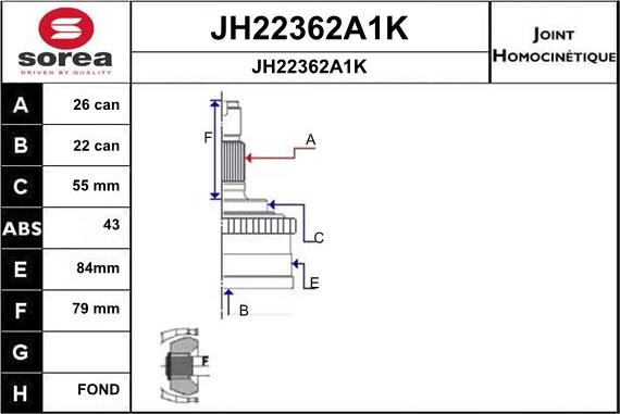 SNRA JH22362A1K - Шарнірний комплект, ШРУС, приводний вал avtolavka.club