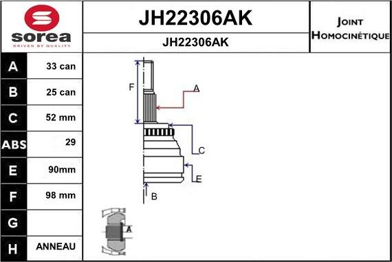 SNRA JH22306AK - Шарнірний комплект, ШРУС, приводний вал avtolavka.club