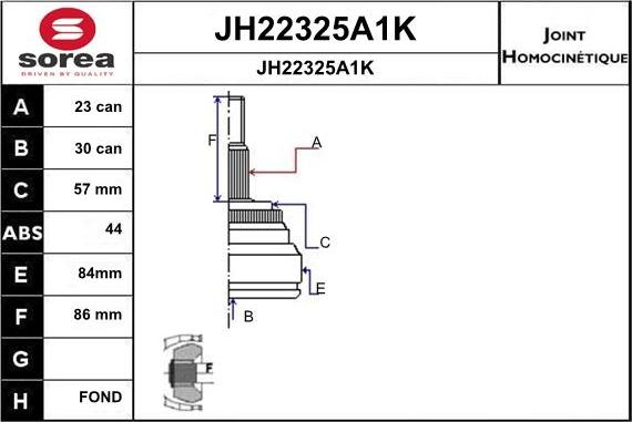 SNRA JH22325A1K - Шарнірний комплект, ШРУС, приводний вал avtolavka.club