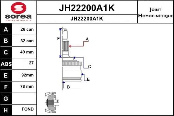 SNRA JH22200A1K - Шарнірний комплект, ШРУС, приводний вал avtolavka.club