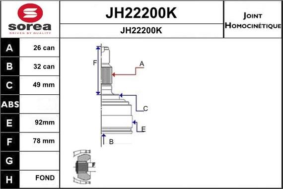 SNRA JH22200K - Шарнірний комплект, ШРУС, приводний вал avtolavka.club