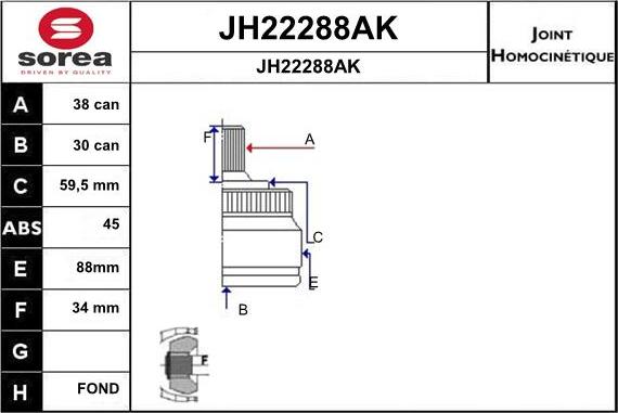 SNRA JH22288AK - Шарнірний комплект, ШРУС, приводний вал avtolavka.club