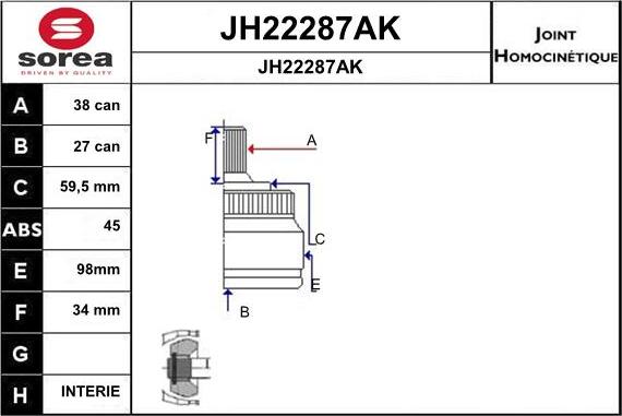 SNRA JH22287AK - Шарнірний комплект, ШРУС, приводний вал avtolavka.club