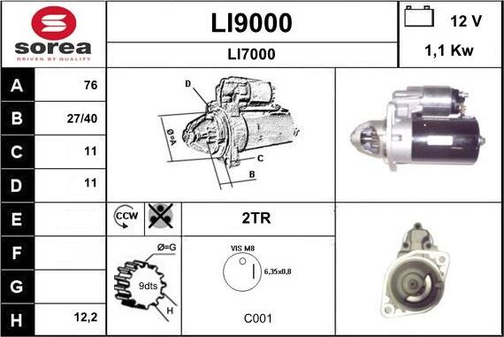 SNRA LI9000 - Стартер avtolavka.club