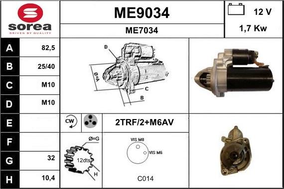 SNRA ME9034 - Стартер avtolavka.club