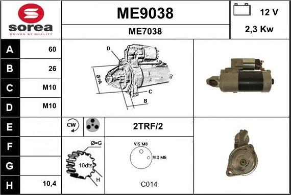 SNRA ME9038 - Стартер avtolavka.club