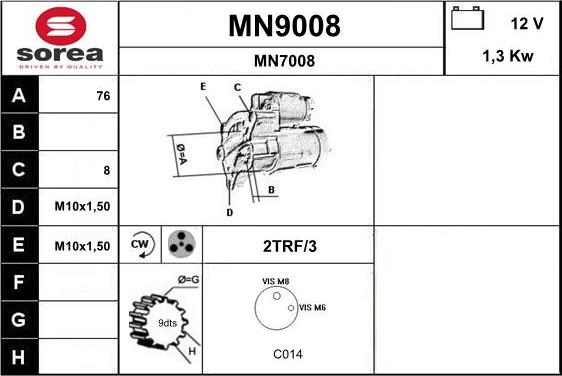 SNRA MN9008 - Стартер avtolavka.club