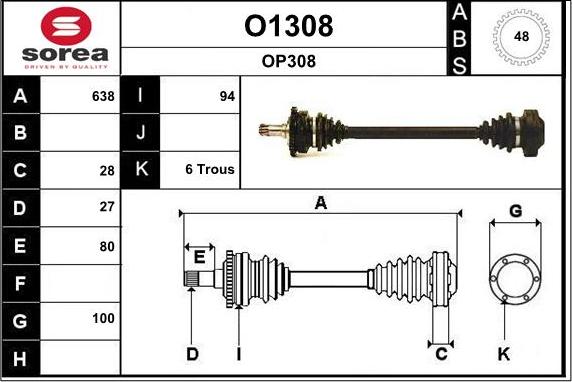 SNRA O1308 - Приводний вал avtolavka.club