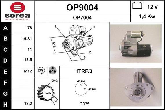 SNRA OP9004 - Стартер avtolavka.club