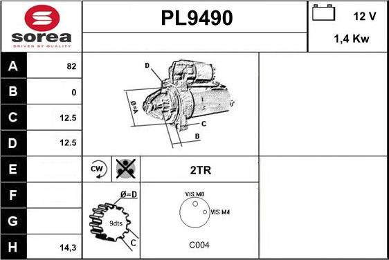 SNRA PL9490 - Стартер avtolavka.club