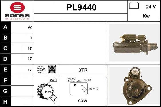 SNRA PL9440 - Стартер avtolavka.club