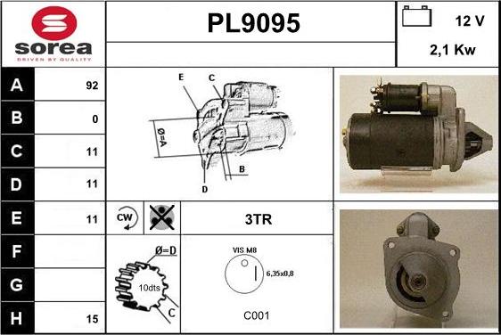 SNRA PL9095 - Стартер avtolavka.club