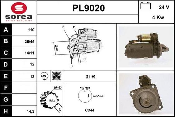 SNRA PL9020 - Стартер avtolavka.club