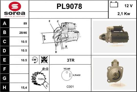 SNRA PL9078 - Стартер avtolavka.club