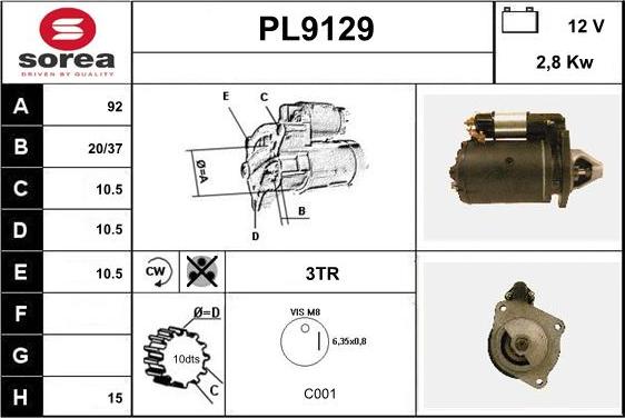 SNRA PL9129 - Стартер avtolavka.club