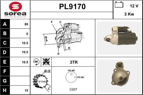 SNRA PL9170 - Стартер avtolavka.club