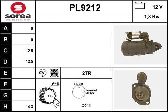 SNRA PL9212 - Стартер avtolavka.club