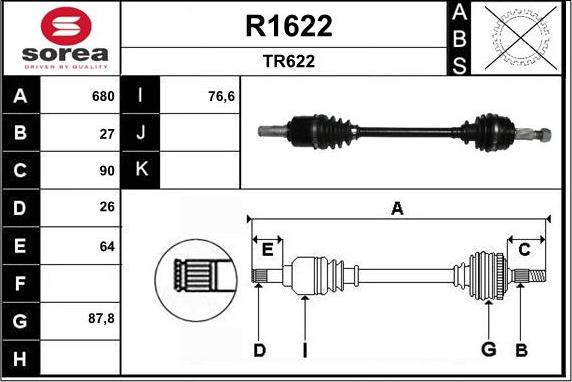 SNRA R1622 - Приводний вал avtolavka.club