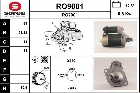 SNRA RO9001 - Стартер avtolavka.club