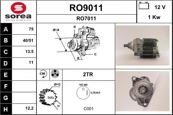 SNRA RO9011 - Стартер avtolavka.club