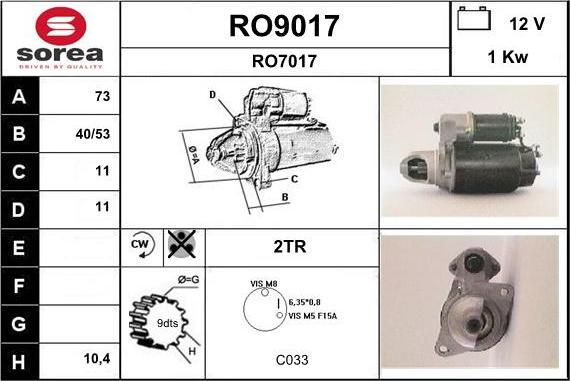 SNRA RO9017 - Стартер avtolavka.club