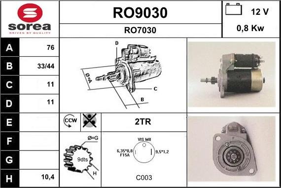 SNRA RO9030 - Стартер avtolavka.club