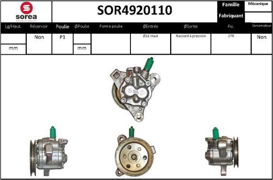 SNRA SOR4920110 - Гідравлічний насос, рульове управління, ГУР avtolavka.club