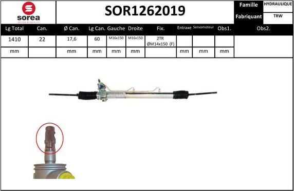 SNRA SOR1262019 - Рульовий механізм, рейка avtolavka.club