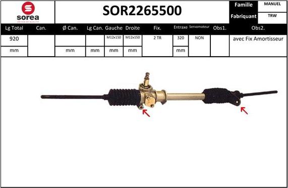 SNRA SOR2265500 - Рульовий механізм, рейка avtolavka.club