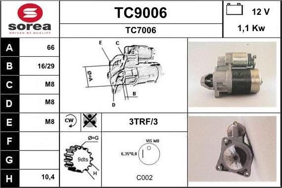 SNRA TC9006 - Стартер avtolavka.club