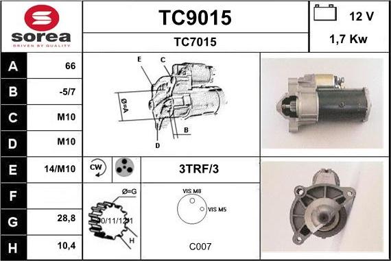 SNRA TC9015 - Стартер avtolavka.club