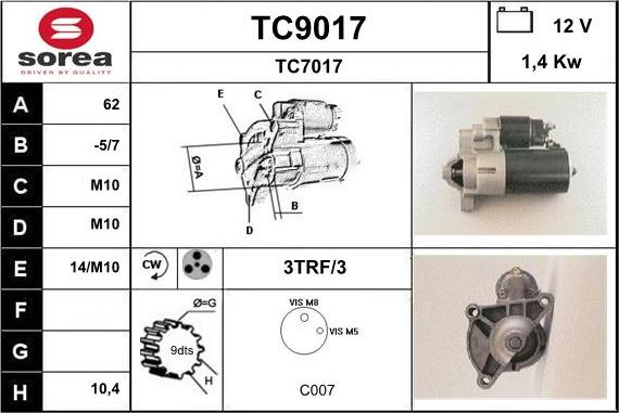 SNRA TC9017 - Стартер avtolavka.club