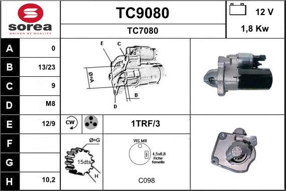 SNRA TC9080 - Стартер avtolavka.club