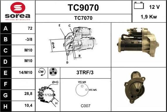 SNRA TC9070 - Стартер avtolavka.club