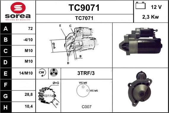 SNRA TC9071 - Стартер avtolavka.club