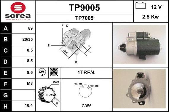 SNRA TP9005 - Стартер avtolavka.club