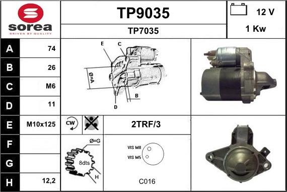 SNRA TP9035 - Стартер avtolavka.club