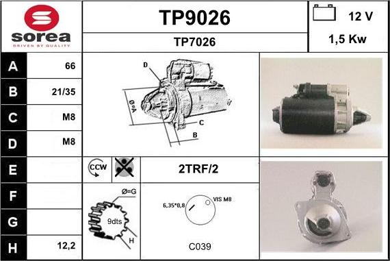 SNRA TP9026 - Стартер avtolavka.club